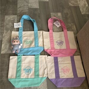 Trader Joe’s mini tote bags and labubu macaron